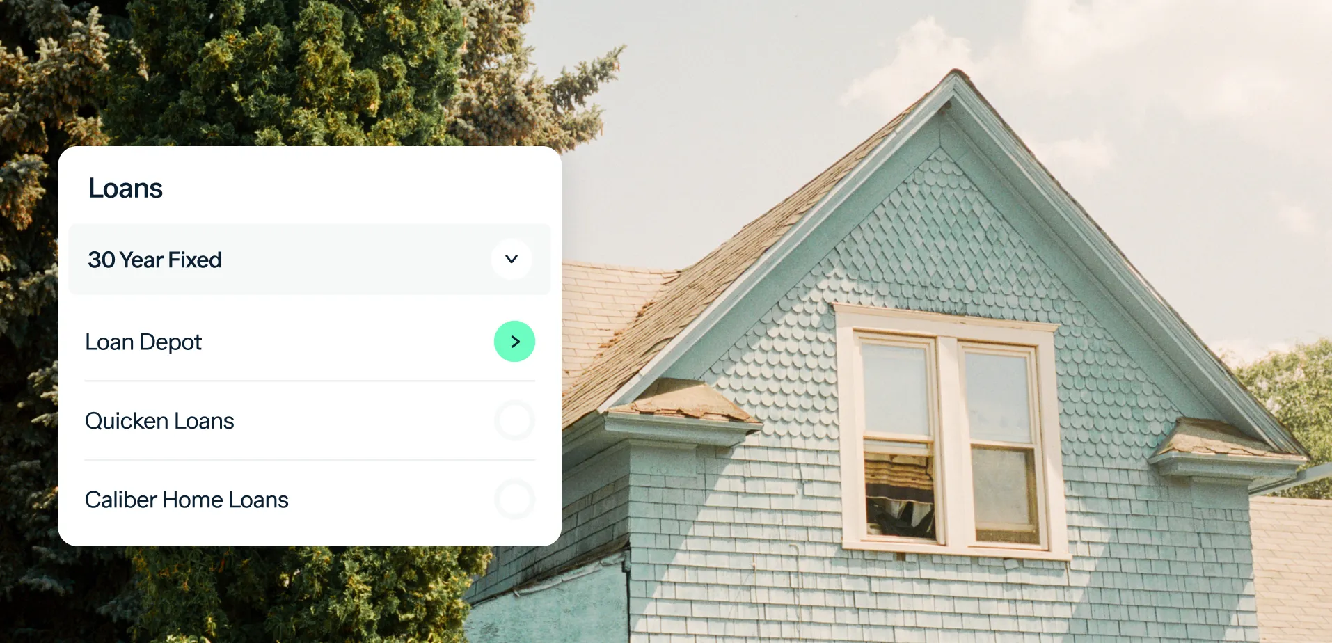 Loan comparison tool interface for rental property financing options